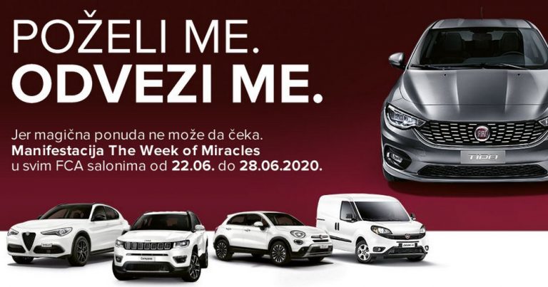 Nedelja čuda – The Week of Miracles od 22. do 28. juna u svim dilerstvima kompanije FCA Srbija