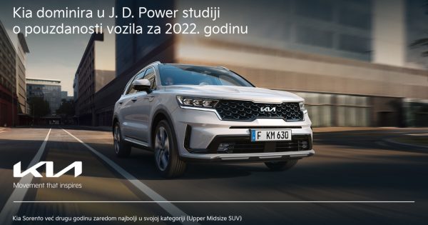 Kia ostvarila veliku pobedu u studiji J. D. Power o pouzdanosti vozila za 2022. godinu Prvi
