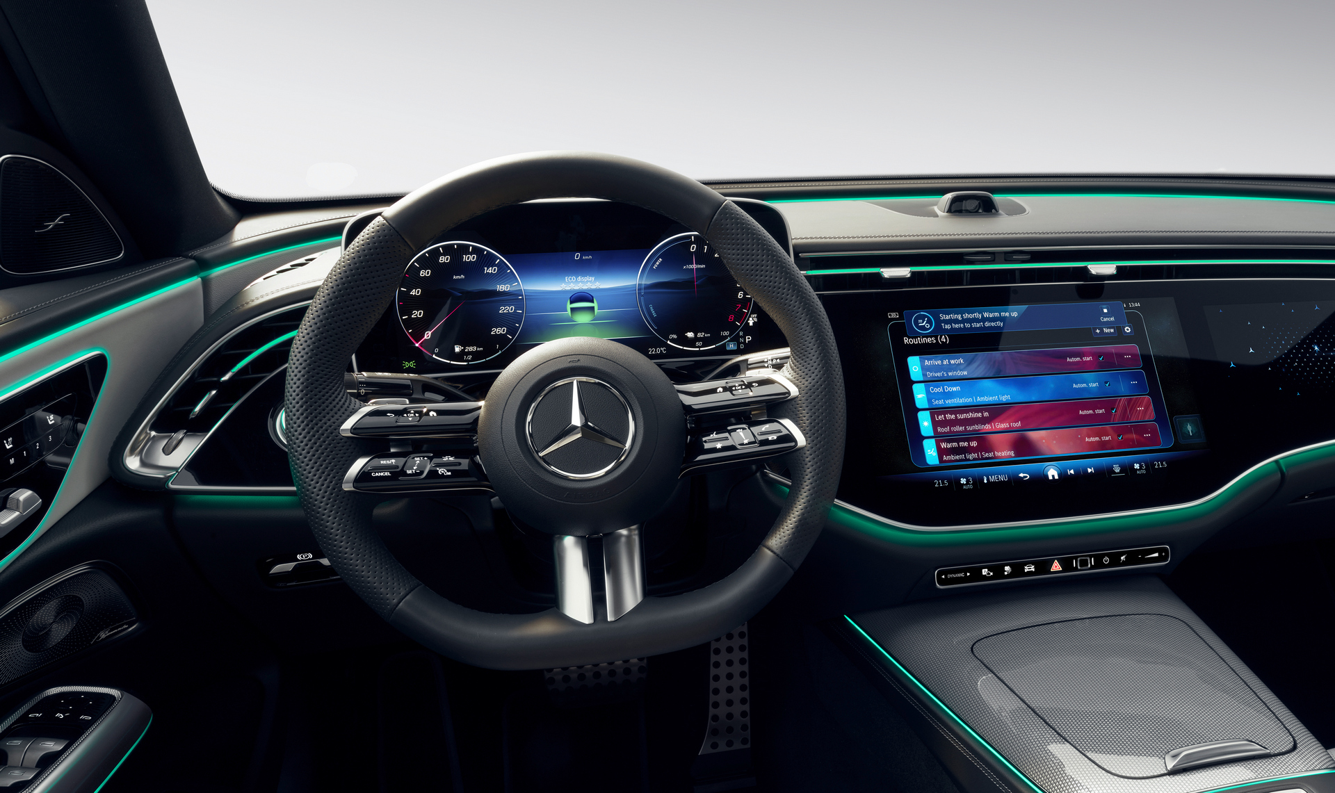 Mercedes-Benz E-Klasse | 2023: Routinen ( Displayinhalt kann von Serienstand abweichen )<br />
Mercedes-Benz E-Class | 2023: Routines ( Display content may differ from series status )